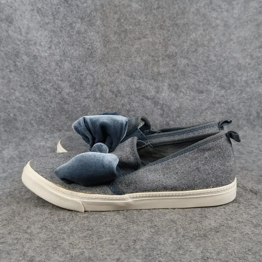 Gymboree Shoes Kids 4 Casual Sneakers Slip On Velvet Bow Fashion Lifestyle Grey